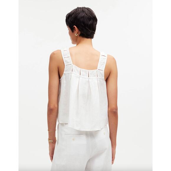 Madewell Embroidered A-Line Top 100% Linen White Flowy Lightweight Size Small - Picture 8 of 8